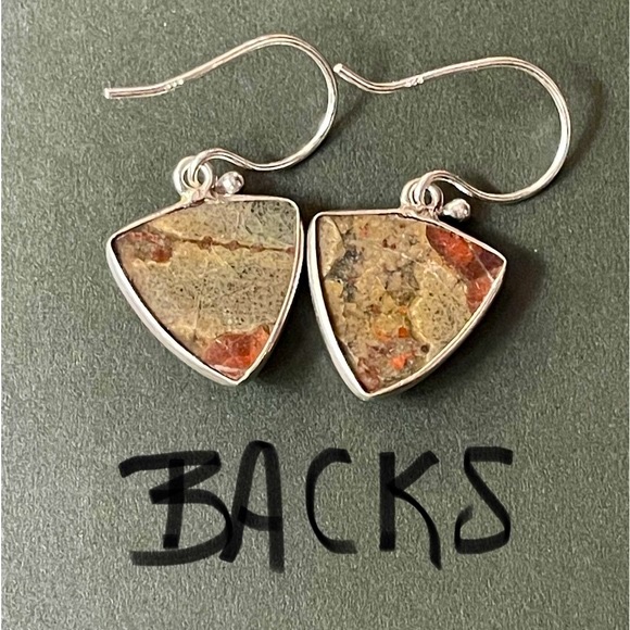 Natural Peanut Obsidian 925 Sterling Silver Earrings - Picture 8 of 9